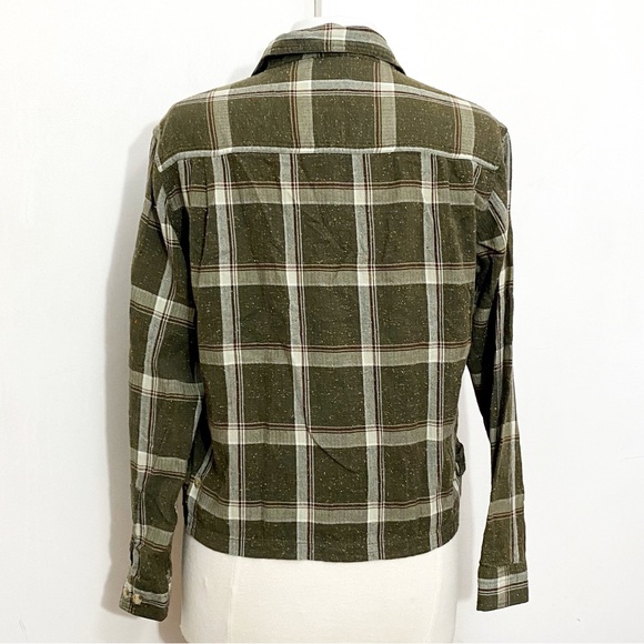 KEREN HART nubby plaid zip front unlined light jacket long sleeve 100% cotton L - Picture 7 of 9